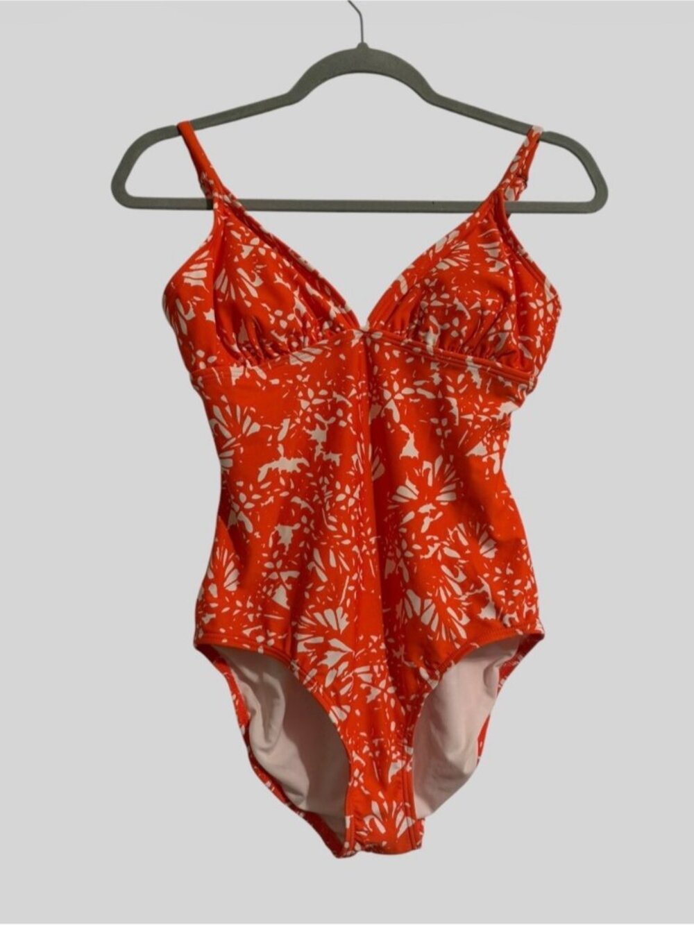 Merona White and Orange Floral One-Piece Swimwear